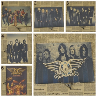 โปสเตอร์สติกเกอร์ติดผนัง ลาย aerosmith Music สไตล์วินเทจ