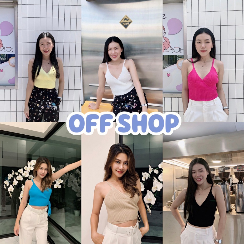 OFF SHOP พร้อมส่ง (OFF-39129) สายเดี่ยวไหมพรมผูกสายตรงเอว ใส่แมทช์กับเบลเซอร์ ผ้ายืดใส่สบาย