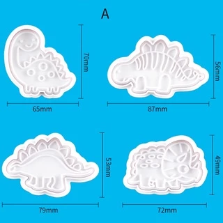 4 ชิ้น ไดโนเสาร์ คุกกี้ ลูกสูบ ตัด DIY บิสกิต แม่พิมพ์ ฟองดองท์ เครื่องมือตกแต่งเค้ก การ์ตูน เบเกอรี่ แม่พิมพ์