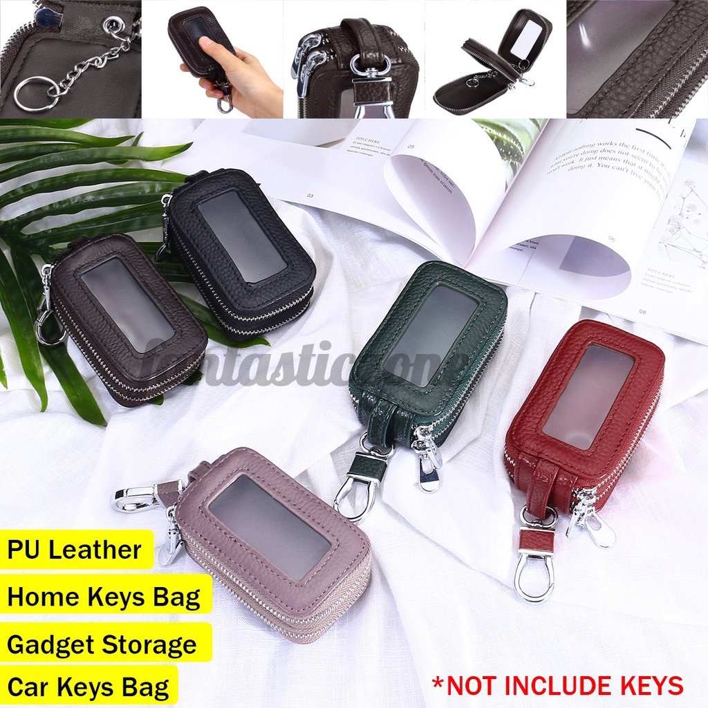 Fantasticzone Double Layers Car Keys Bag Home Keys Holder PU Leather ...