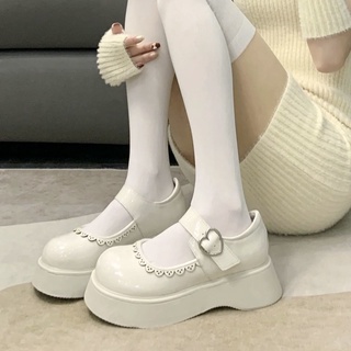 ❤[Mary Jane Shoes Women] รองเท้าแมรี่เจน ส้นหนา สีขาว สไตล์ญี่ปุ่น สําหรับผู้หญิง 2022 UBIQ