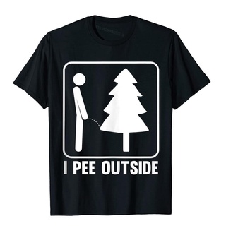 เสื้อยืดผ้าฝ้าย เสื้อยืดผ้าฝ้าย พิมพ์ลาย I Pee Outside Funny Camping แฟชั่นสําหรับผู้ชาย