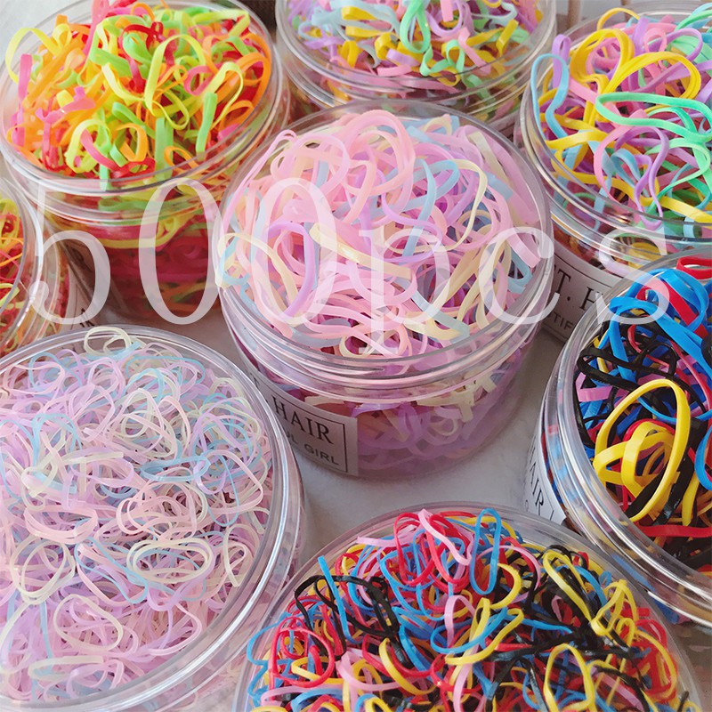 หนังยาง 500 ชิ้นชุดยางรัดผมเด็กผู้หญิงน่ารัก 500 ชิ้น ยางรัดผมเด็กแบบใช้แล้วทิ้งสำหรับเด็ก