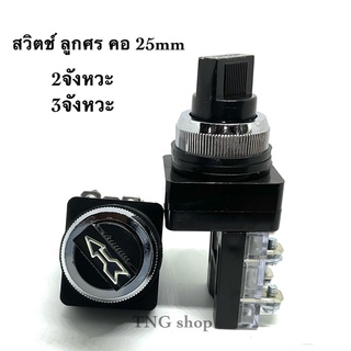 สวิตช์ ลูกศร คอ 25mm. 1 NO 1NC. บิด 2 จังหวะ.  3 จังหวะ