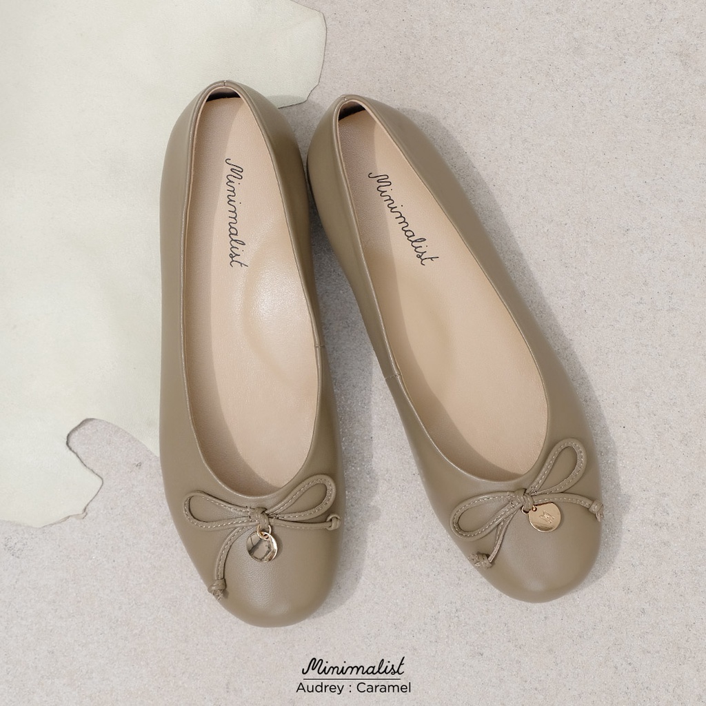 Ballet Flats 2500 บาท รองเท้าหนังแกะ รุ่น Audrey (caramel) หน้าเท้ากว้าง พื้นไม่บาง Women Shoes
