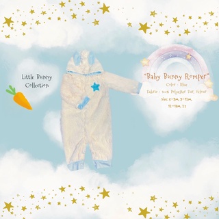 21August.Baby Baby Bunny Romper Blue ชุดเด็กหูกระต่ายแขนยาว ผ้าโพลีเอสเตอร์ สีฟ้า