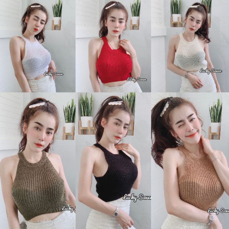 🌈SpinnyHouse🌈 เสื้อแขนกุด ครอปท็อป น่ารักมาก เนื้อไหมพรมเนื้อนิ่ม Popcorn