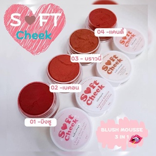 Soft Cheek วิปปิ้งบรัชมูส ทาได้ทั้งตา แก้ม ปาก ( มีให้เลือก 4 สี )