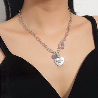 heart silver chain pendant necklace สร้อยคอจี้หัวใจ