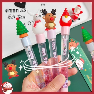 (OPARA)🎅ปากกาเจล ด้ามปากกกากลิตเตอร์น้ำ หัวปากกาลายการ์ตูน XMas🎅