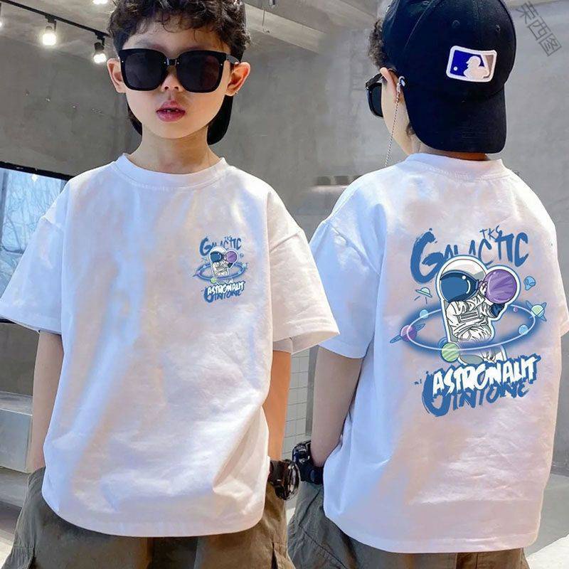 เสื้อยืดแขนสั้น ทรงหลวม ขนาดใหญ่ กลาง สําหรับเด็กผู้ชาย