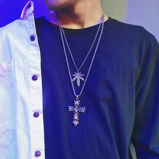 CROSS Heart bungee สร้อยคอผู้ชายและผู้หญิงอินเทรนด์ INS hip hop อุปกรณ์เสริม HIPHOP Internet celebrity Retro pendant 201