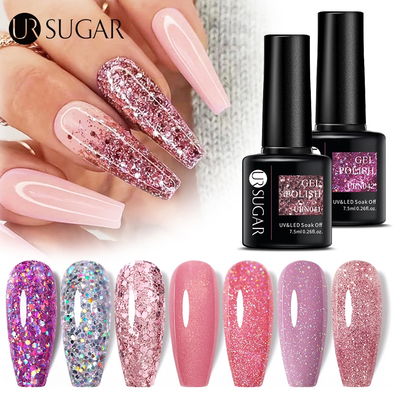 UR SUGAR กลิตเตอร์ เนล เจล สีชมพู 7.5 มล.