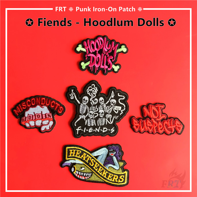 Fiends: แผ่นแพทช์รีดร้อน สไตล์พังก์ สําหรับตุ๊กตา แผ่นแพทช์รีดติดเสื้อ รูปกะโหลก DIY 1 ชิ้น