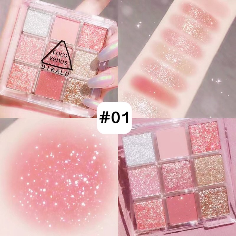 ตลับละ35บาท DIKALU COCO VENUS (DKL009) พาเลทอายแชโดว์ 9 สี เนื้อดินน้ำมัน เนื้อใยไหม ประกายชิมเมอร์คละเบอร์