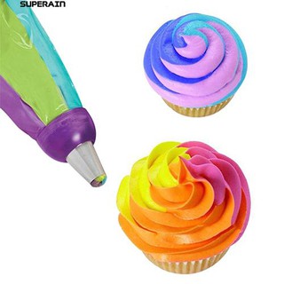 👍🎁Icing Piping Bag เครื่องจ่ายหัวฉีด 3 รู 3 สีครีมอุปกรณ์ต่อพ่วง Coupler