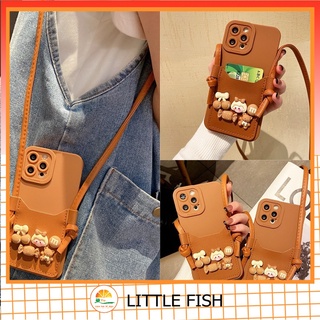 เคสป้องกันโทรศัพท์มือถือ แบบนิ่ม ลายการ์ตูนหมี มีสายคล้อง สําหรับ Apple Iphone 14promax 13 12 11promax xsmax 7 8plus xr