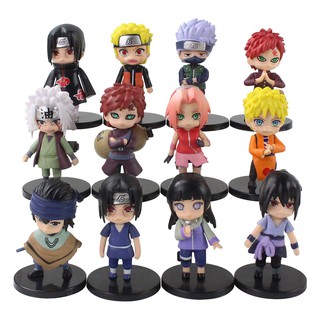 ตุ๊กตาฟิกเกอร์ Naruto Kawaii Action Uzumaki Naruto Haruno Sakura Sasuke Kakashi Gaara ของเล่นสําหรับเด็ก 12 ชิ้น ต่อชุด