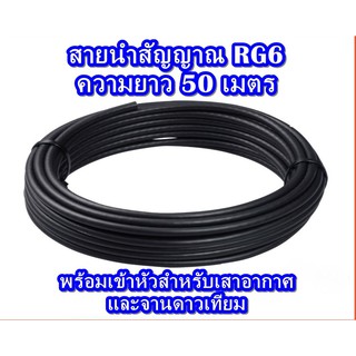 สายนำสัญญาณ RG6 ความยาว 50 เมตร (พร้อมเข้าหัวสำหรับเสาอากาศและจานดาวเทียม)