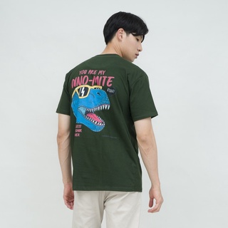 เสื้อยืดแขนสั้น พิมพ์ลาย Dinomite houseofcuff X little fresco สีเขียว สําหรับผู้ชาย