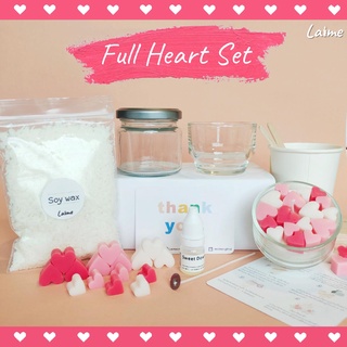 ชุดทำเทียนหอม [Full heart set] DIY candle making kit เทียนหอมจากไขถัวเหลืองพร้อมเทียนรูปหัวใจแต่งหน้าเทียน