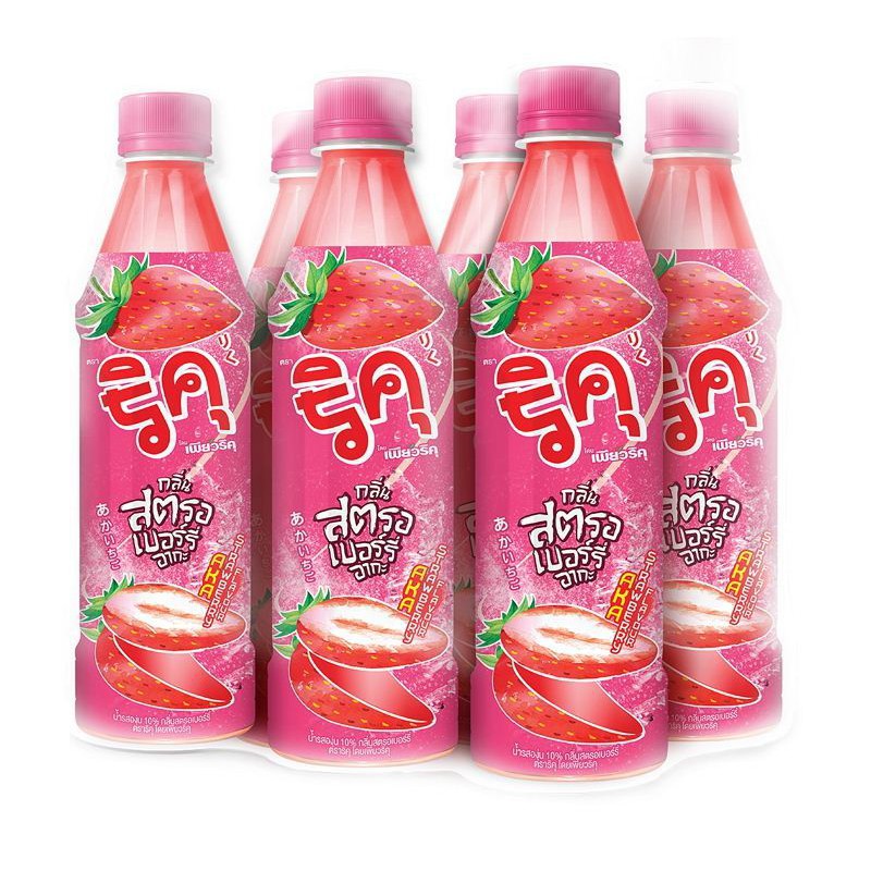 ส่งฟรี  ริคุ น้ำผลไม้รวม กลิ่นสตรอเบอร์รี่ อากะ ขนาด 350ml ยกแพ็ค 6ขวด RIKU STRAWBERRY AKA PURIKU     ฟรีปลายทาง