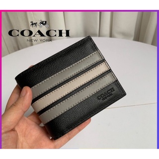 กระเป๋าสตางค์ Coach แท้ F73629 กระเป๋าสตางค์ผู้ชาย * กระเป๋าสตางค์ใบสั้น * กระเป๋าเงิน * กระเป๋าตัง