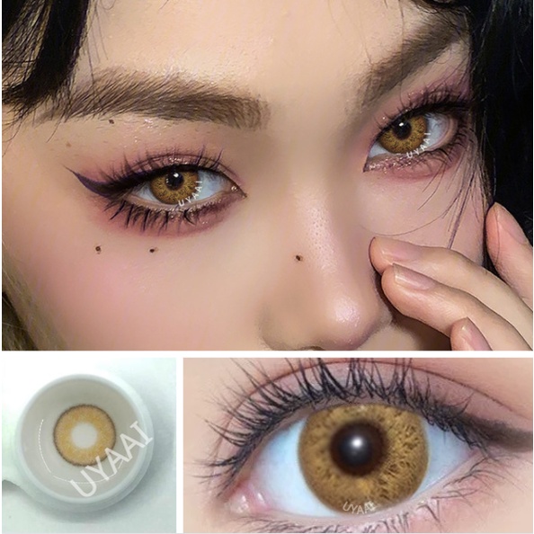 UYAAI คอนแทคเลนส์ สีน้ําตาลรัสเซีย 2 ชิ้น