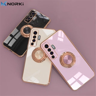 เคสโทรศัพท์มือถือ ซิลิโคนนิ่ม พร้อมแหวนขาตั้ง หรูหรา สําหรับ VIVO X80 Pro X70 Pro X50Pro X50 V23 V23Pro