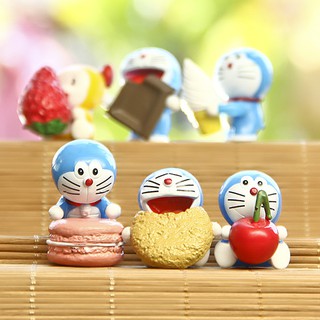 โมเดลการ์ตูน - โดเรม่อน นั่งกินขนม เซต 6 ตัว