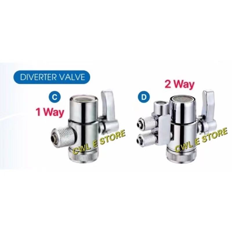 เครื่องกรองน้ํา 1 Way & 2 Way Faucet Adapter Divertor Valve 1/4 "3/8"