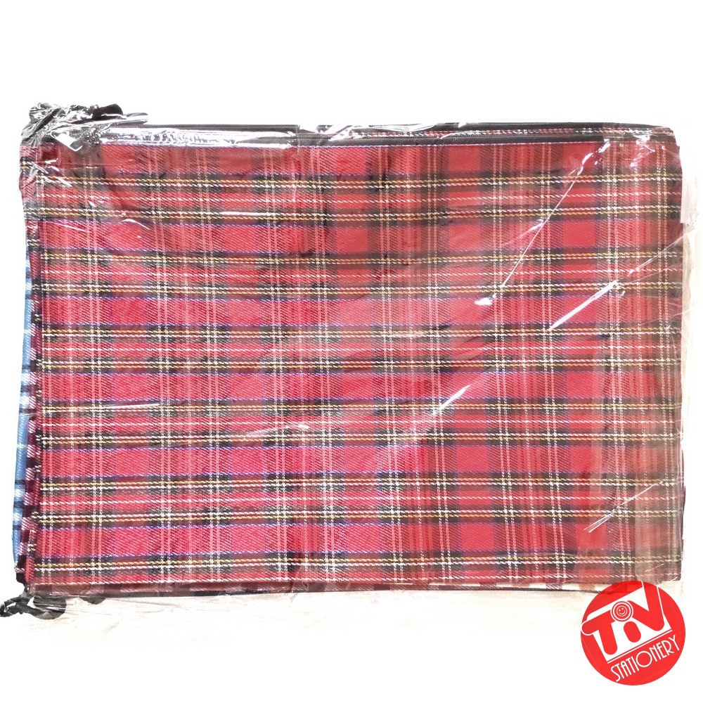 Joyko Document Bag B4 Zipper Folder with Checkered Pattern (1 แพ็ค = 12 ชิ้น)