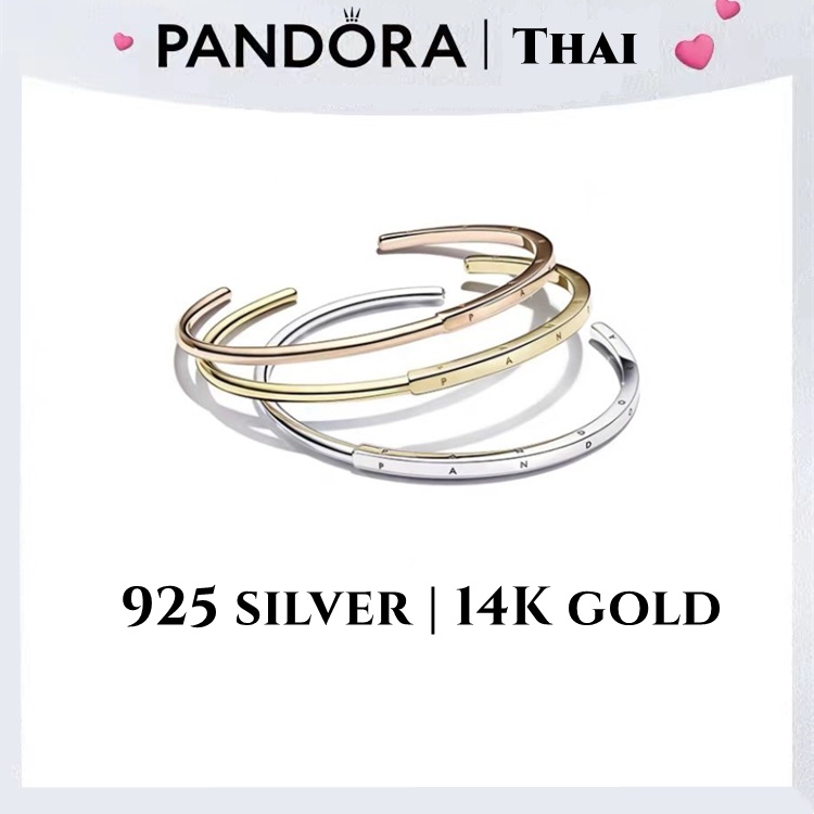 [ส่งจากกรุงเทพ]Pandora Classic Collection Bracelet เงิน925 14K เปิด สร้อยข้อมือ กำไล ของแท้ 100%