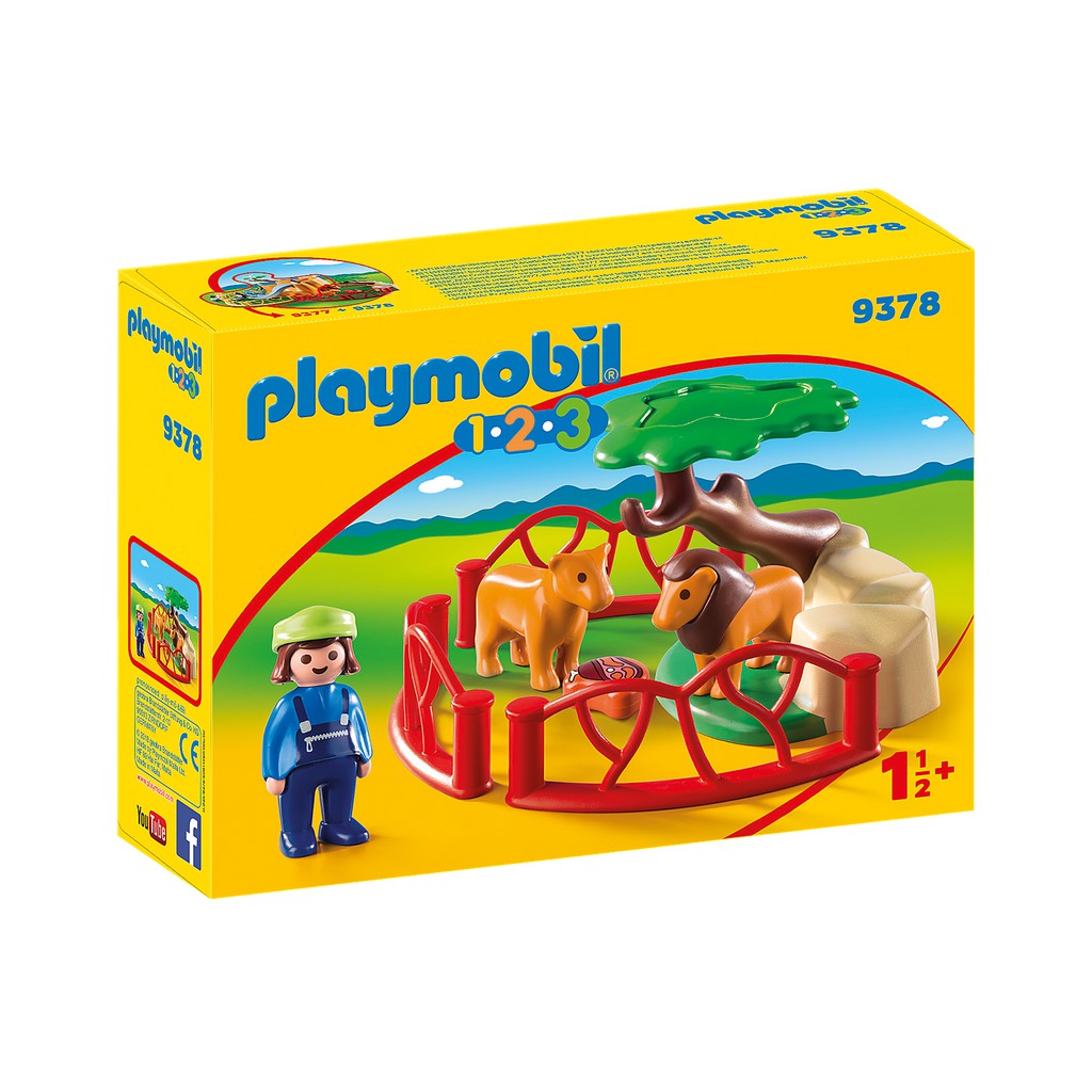 (ของเล่นชิ้นใหญ่สำหรับเด็กเล็ก 1 ขวบขึ้นไป Playmobil 1.2.3) Playmobil 9378 Lion Enclosure แอคชั่นฟิก
