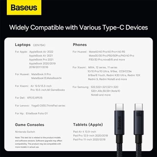 Baseus 100W USB C เป็น USB C สายเคเบิล สําหรับ iPhone 15 PD ชาร์จเร็ว สายชาร์จ สําหรับ Macbook iPad Samsung Huawei Xiaomi