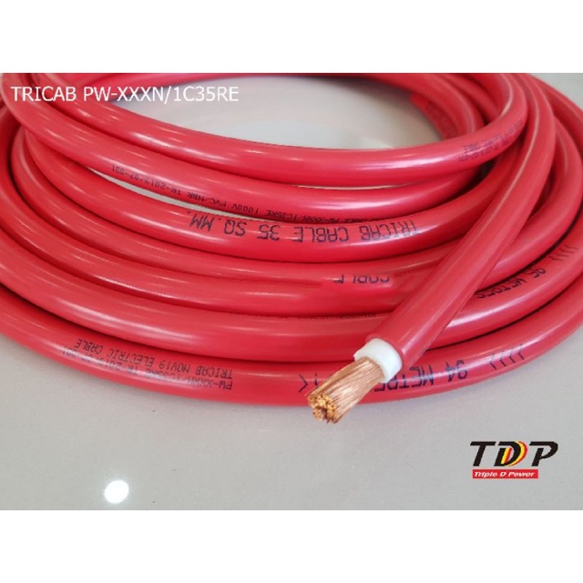 สายแบตเตอรี่ ทองแดงเต็ม TDP PREMIUM CABLE PCW 35 sq.mm. สีแดง และ ดำ TDP35