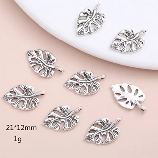 20 ชิ้น / เซต วินเทจ ที่ละเอียดอ่อน ใบไม้ เสน่ห์ สําหรับเครื่องประดับผู้หญิง ทําจี้สร้อยคอ DIY น่ารัก อุปกรณ์เสริม