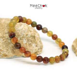 หินเกล็ดมังกร Crackle Agate 6 มิล เสริมความมั่งคั่งร่ำรวย หินมงคล หินสี หินสีส้ม By.Meechok