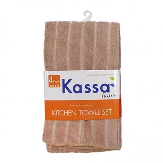 Homehapp ผ้าไมโครไฟเบอร์ KASSA HOME ขนาด 41 x 48 ซม. (แพ็ค 4 ชิ้น) สีขาว - น้ำตาล