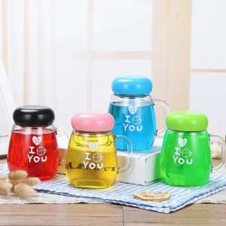 Portable water bottle ขวดแก้วใส่น้ำดื่มพกพา ใส่ร้อน/เย็น พร้อมที่จับ ขวดเเก้วทำความสะอาดง่าย แพค 1 ขวด (300ML)