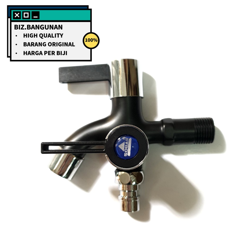 SOBAR 1038 BLACK BRANCH FAUCET / DOUBLE BATHROOM SHOWER FAUCET