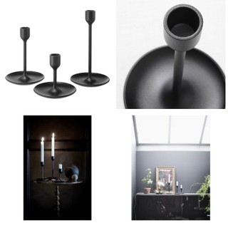 เชิงเทียน เชิงเทียนสีดำ Candle holder FULLTALIG ฟูลล์ทาลิก เชิงเทียนชุด 3 ชิ้น ดำ Candlestick set of 3 black