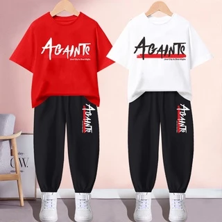 #H217+K217Bชุดเซ็ทเด็กเสื้อยืด+กางเกงขายาว ใส่ได้ทั้งเด็กชายและเด็กหญิง ลายสวยแฟชั่งนานาชาติ