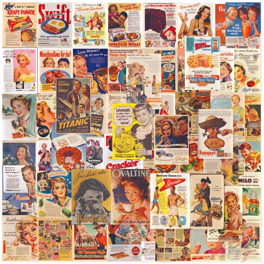 ❉ Retro Posters Junk Journal - Movie Advertising Series 02 สติ๊กเกอร์ ❉ 60Pcs/Set Mixed DIY Fashion 