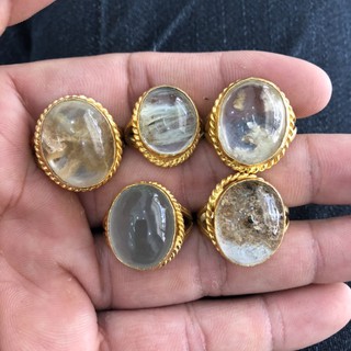 Quartz แหวนโป่งข่าม แก้วโป่งข่ามแท้ ตัวเรือนทองเหลือง สุ่มแก้วเท่านั้น