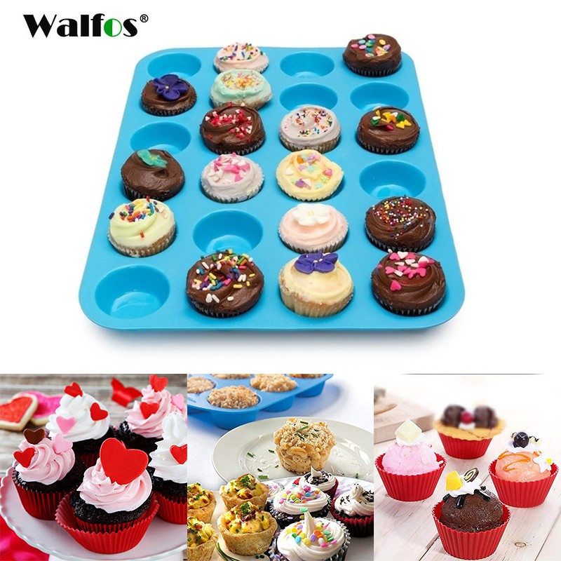 WALFOS แม่พิมพ์ซิลิโคน 24 ช่อง สำหรับอบมัฟฟิน คัพเค้กและมินิเค้ก