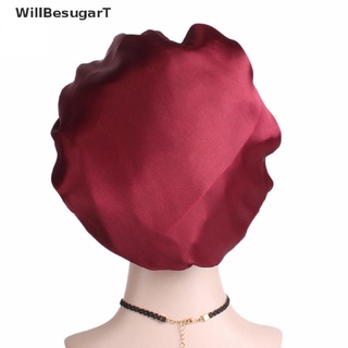 [WillBesugarT] หมวกคลุมผม ผ้าซาติน สีพื้น สําหรับอาบน้ํา