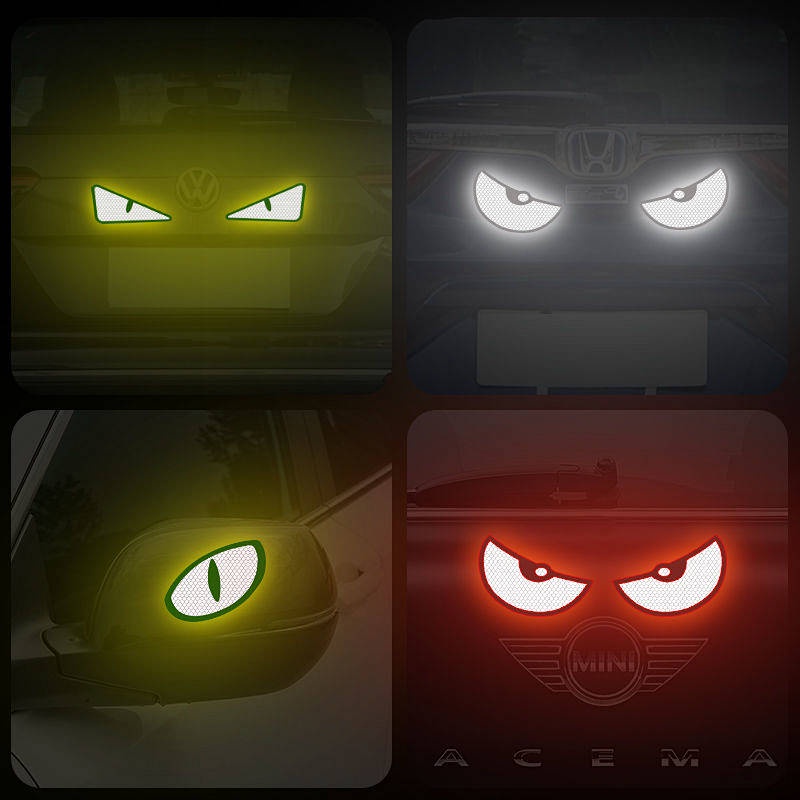 Big Eyes Cartoon Reflective Sticker Cool Safety Warning Scratch Hidden Sticker Creative Personalized Decoration Automobile Sticker car accessories RpAK