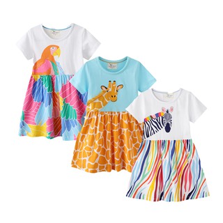 (2T-7T) เดรสเด็กผู้หญิง ลายซาฟารี พร้อมส่ง Jumping Dress Safari Animals T110 T123 T129