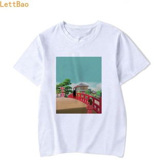 เสื้อยืดแขนสั้นผ้าฝ้ายพิมพ์ลาย Miyazaki Hayao Spirited Away สําหรับผู้ชาย 4QZW